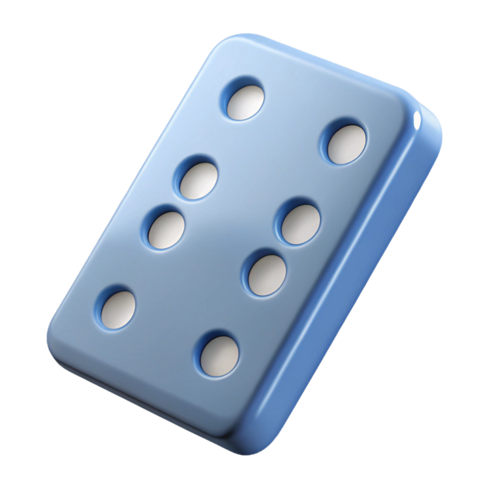 peaceful radiant Hyper-specific, isolated cutout of a single domino tile, double six with Transparent Background crisp png