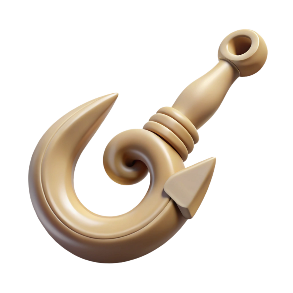 mysterious hypnotic Isolated cutout, concept art style, tribal fishing hook, carved bone, sharp point with Transparent Background perfect clarity png