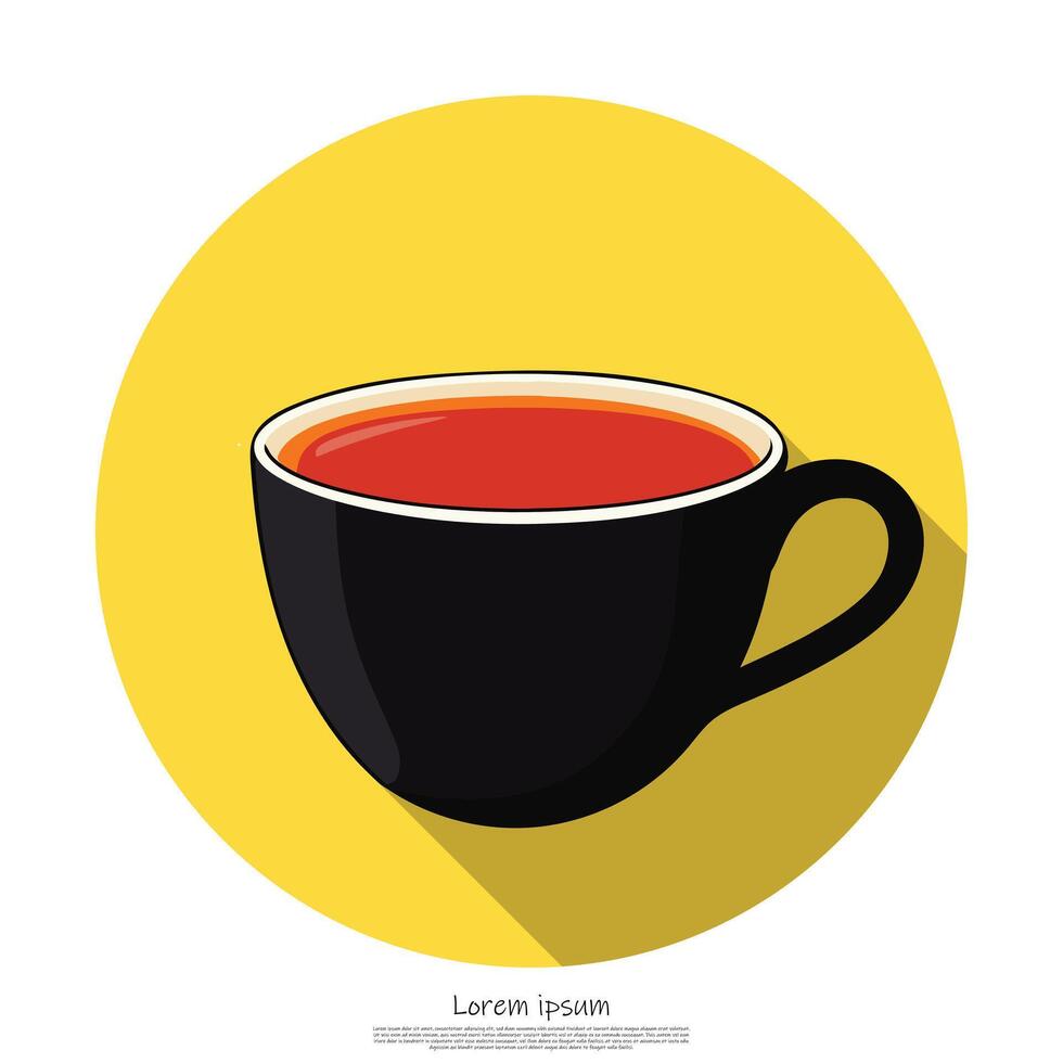 A cup of tea with a long shadow vector