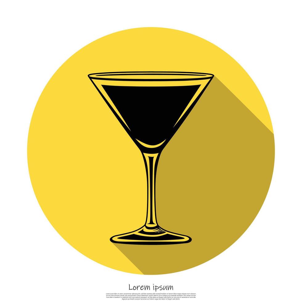 A martini glass icon on a yellow background vector