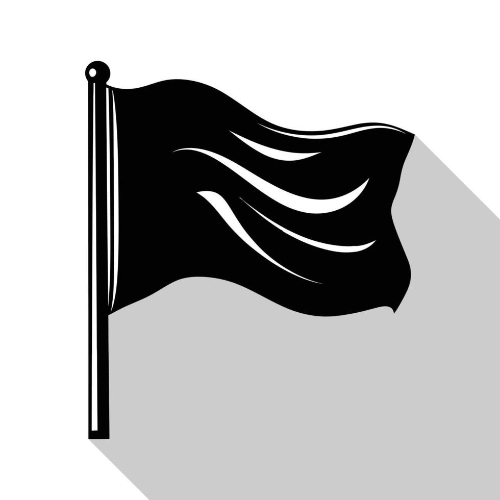 Black flag waving in the wind icon flat design vector