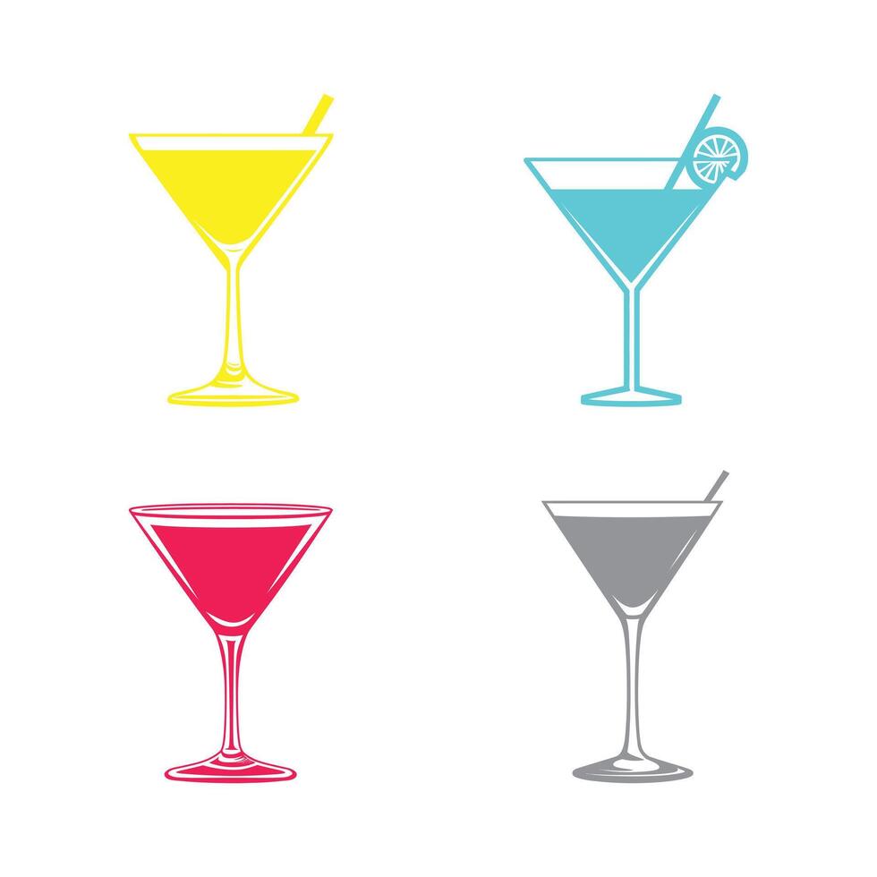 Four different colored martinis on a white background vector