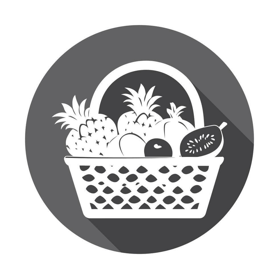 Fruit basket icon with fruit and vegetables in it vector