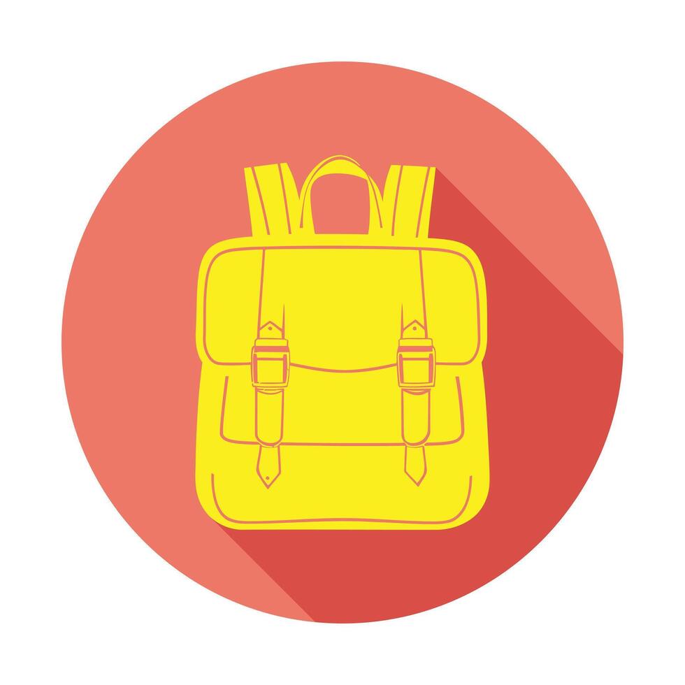 A yellow backpack icon on a red circle vector