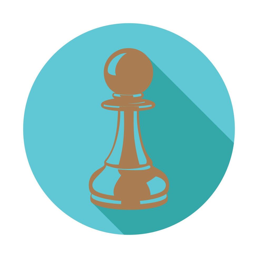 Chess piece icon with long shadow on blue background vector
