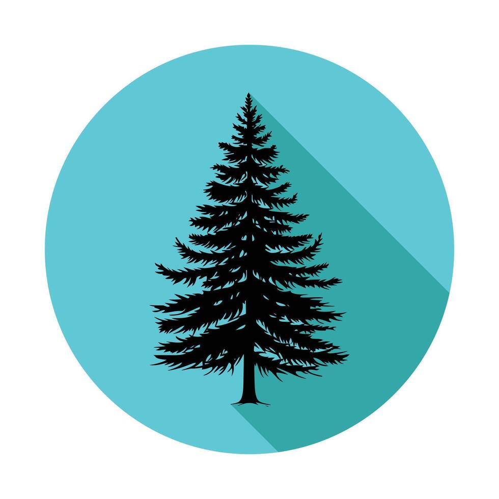 A pine tree icon on a blue circle vector