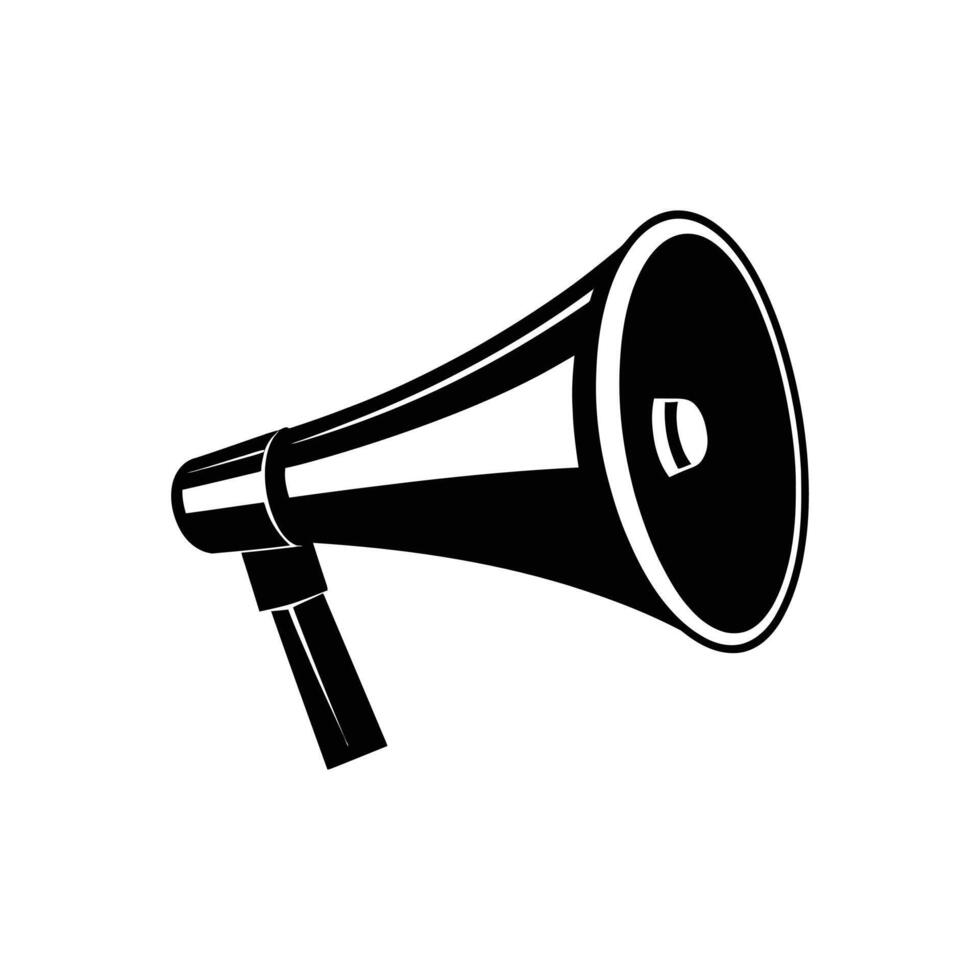 A black and white megaphone icon on a white background vector