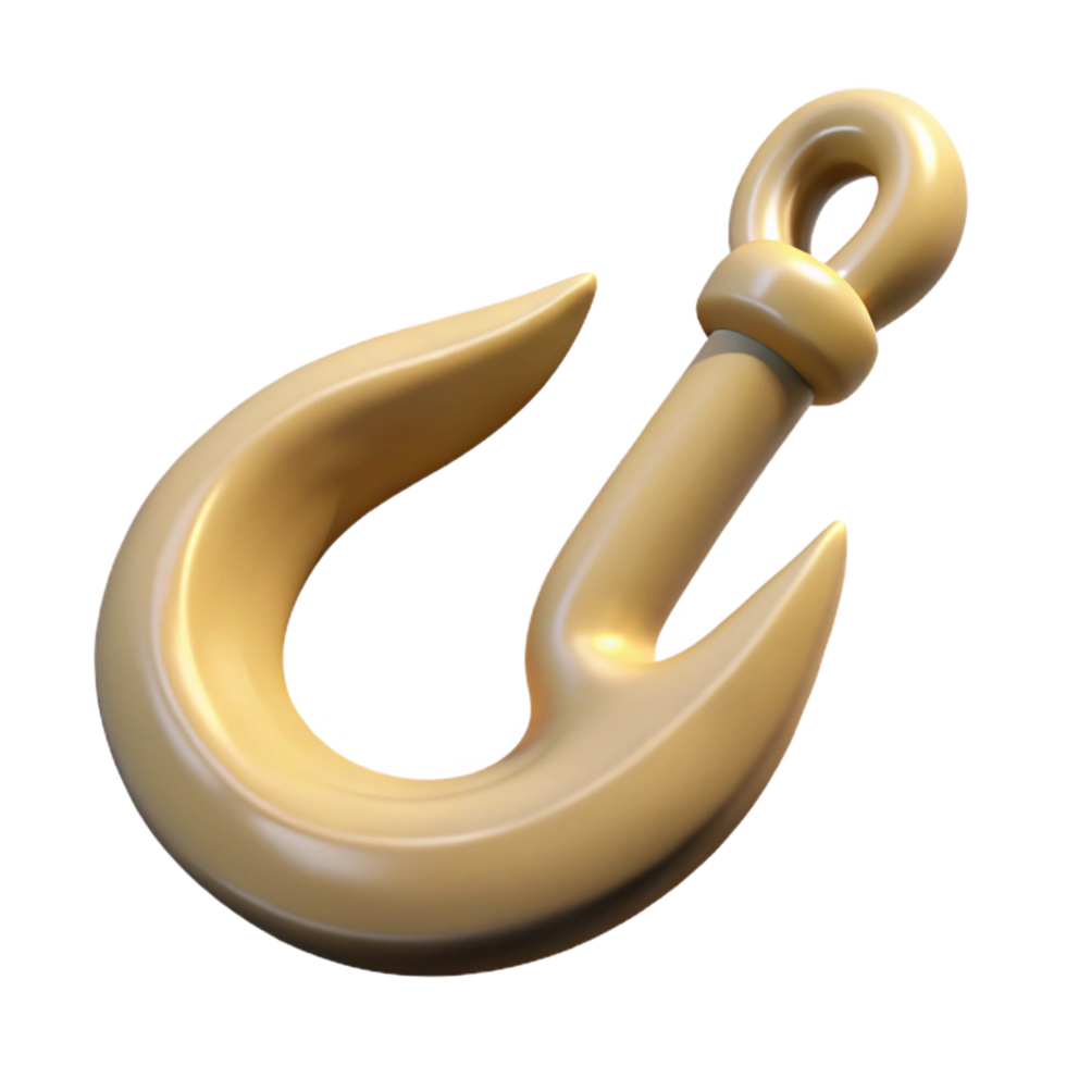 striking distinctive Hyper-specific, professional render of a tribal fish hook carved from bone Isolated cutout with Transparent Background png