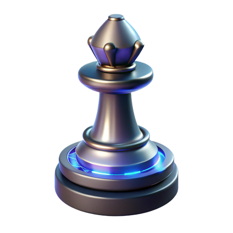 splendid memorable Concept art style, hyper-specific, isolated cutout Professional render of a futuristic chess piece with glowing runes and magnetic levitation with Transparent Background png