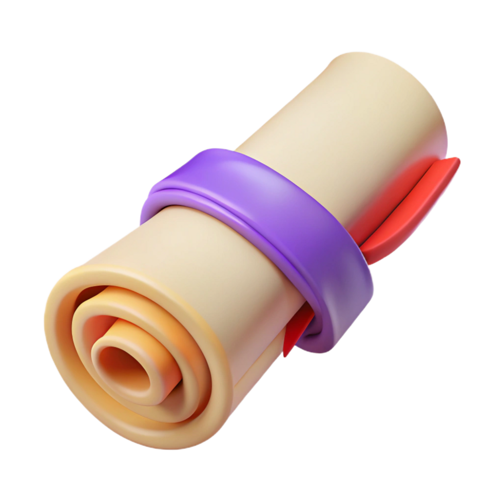 notable traditional A single, rolled-up scroll, tied with a ribbon with Transparent Background ultra HD png