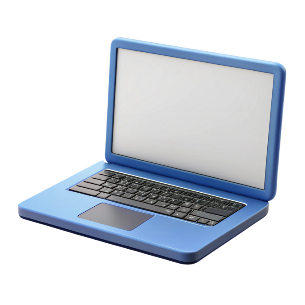 pristine minimalist Laptop computer with blank white screen with Transparent Background high quality png