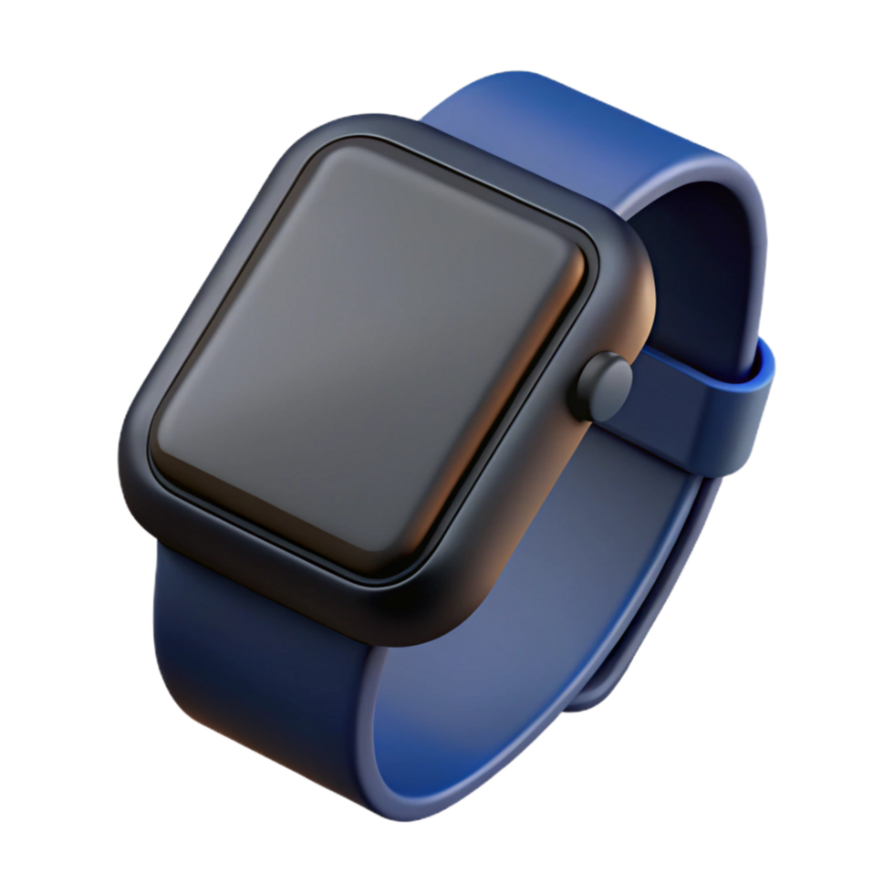 nostalgic dazzling Photorealistic, isolated cutout of a single, modern smart watch with a black band, professional render with Transparent Background elite png