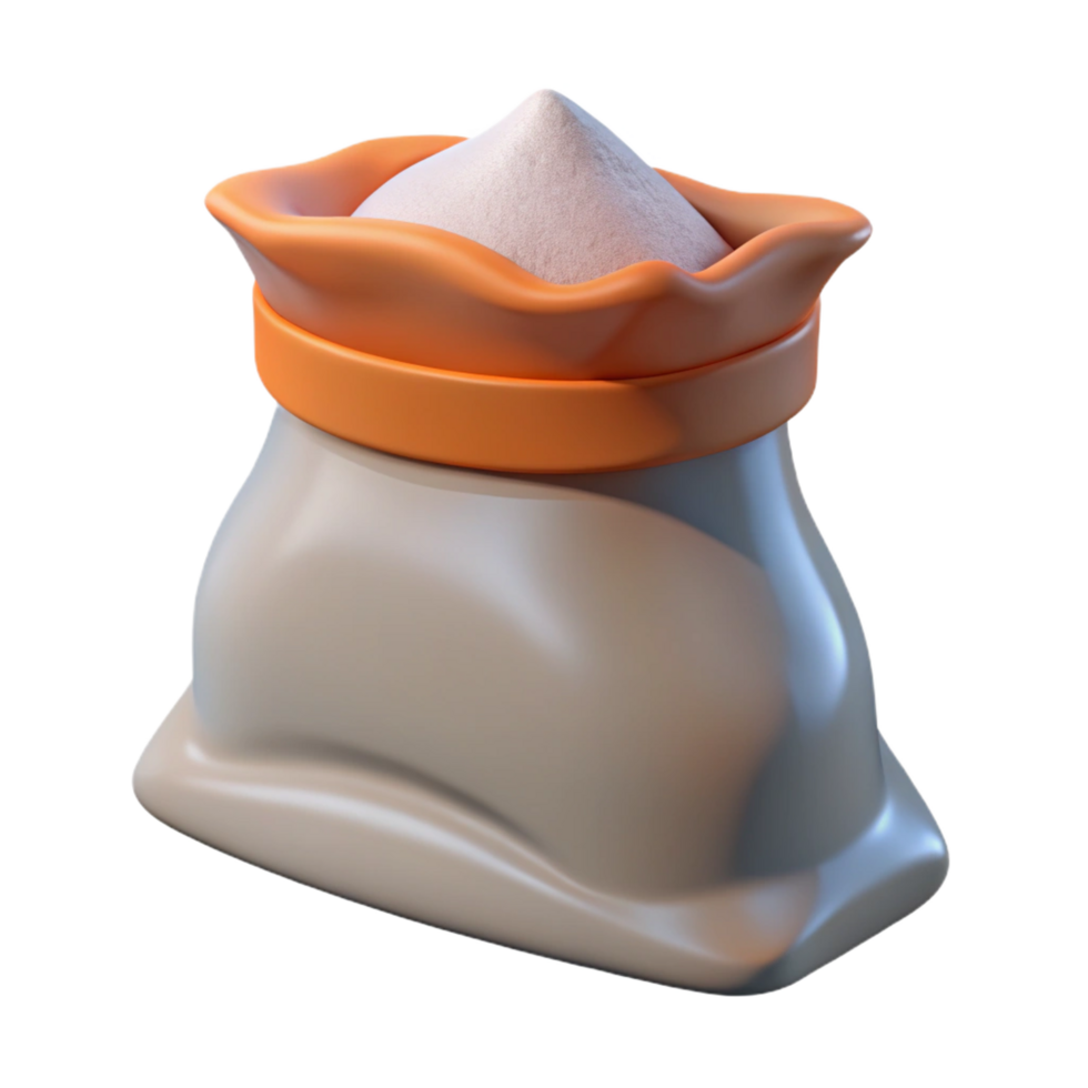 striking iconic Hyper-specific, professional render of a single, bag of cement, unopened with Transparent Background png