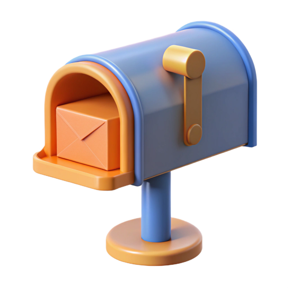 immaculate standout Hyper-specific, professional render of a single, modern mailbox with Transparent Background png