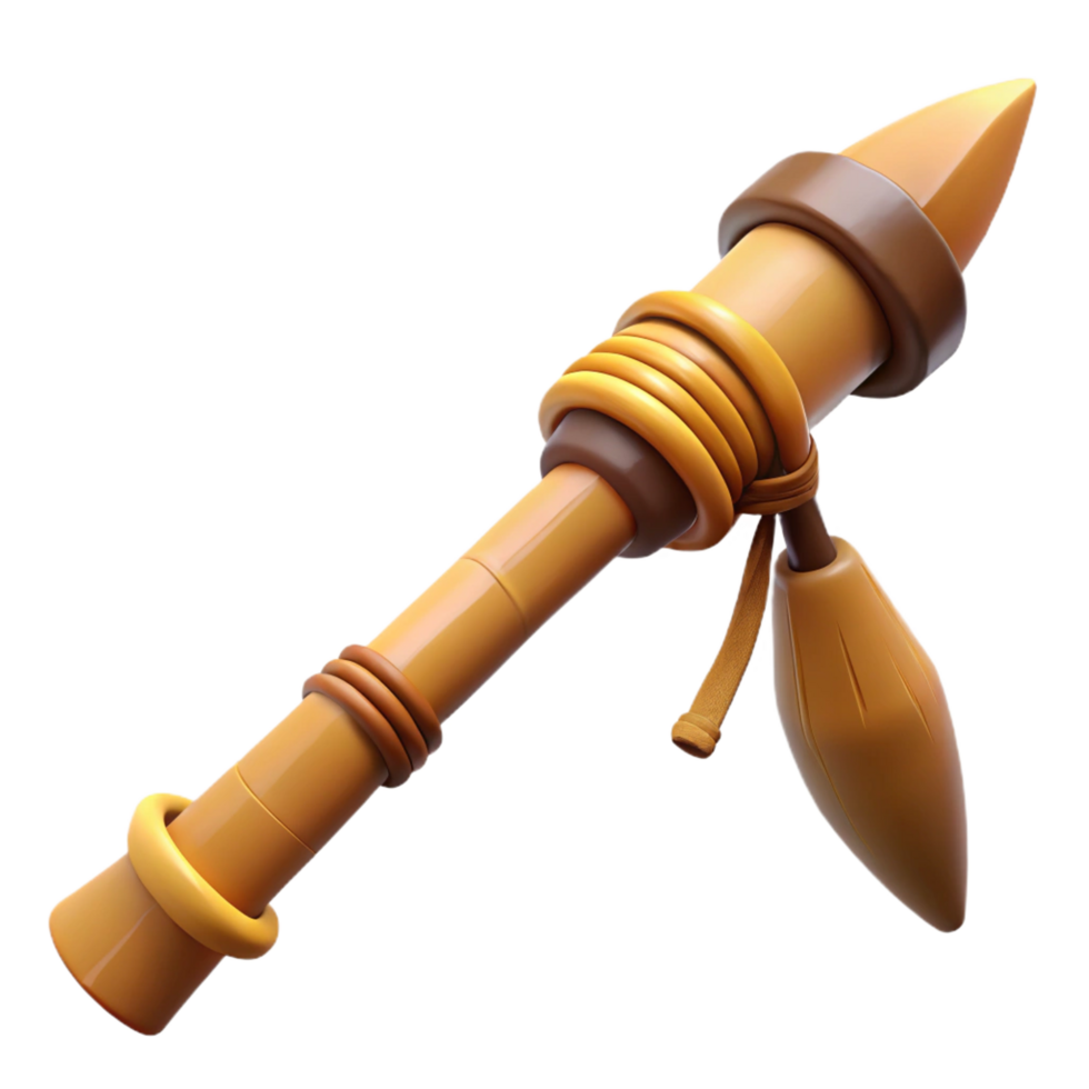 splendid futuristic Hyper-specific, professional render of a tribal blowgun made of bamboo Isolated cutout with Transparent Background masterfully captured png