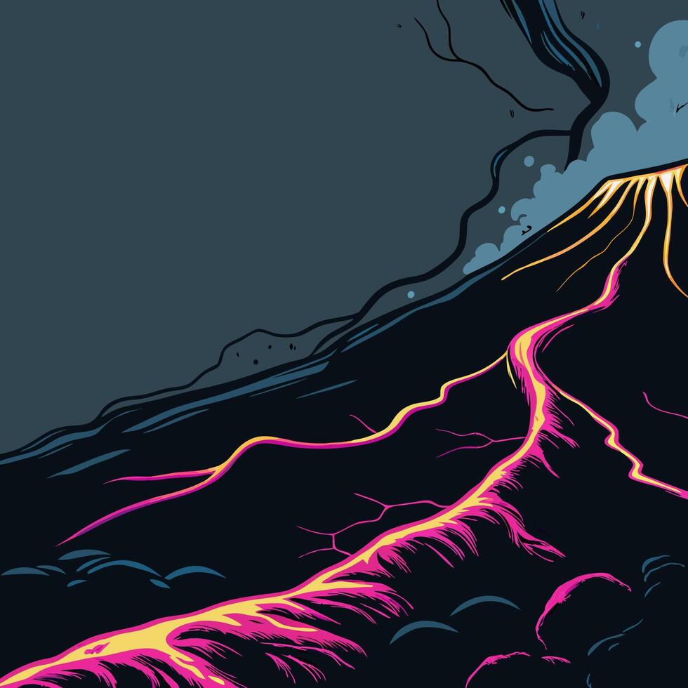Volcano Eruption Lava Flow Illustration vector