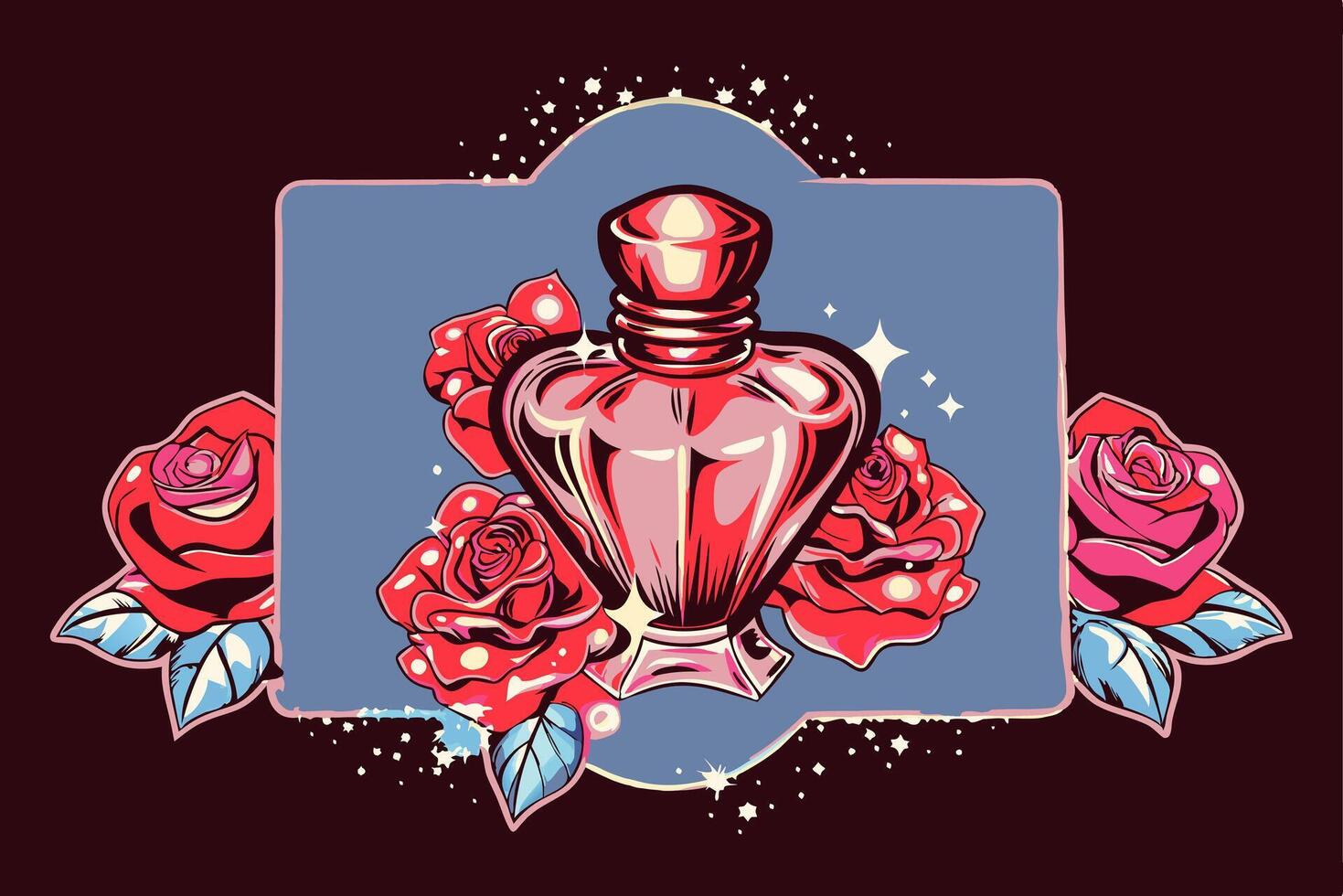 Valentine s Perfume Bottle Red Roses. vector