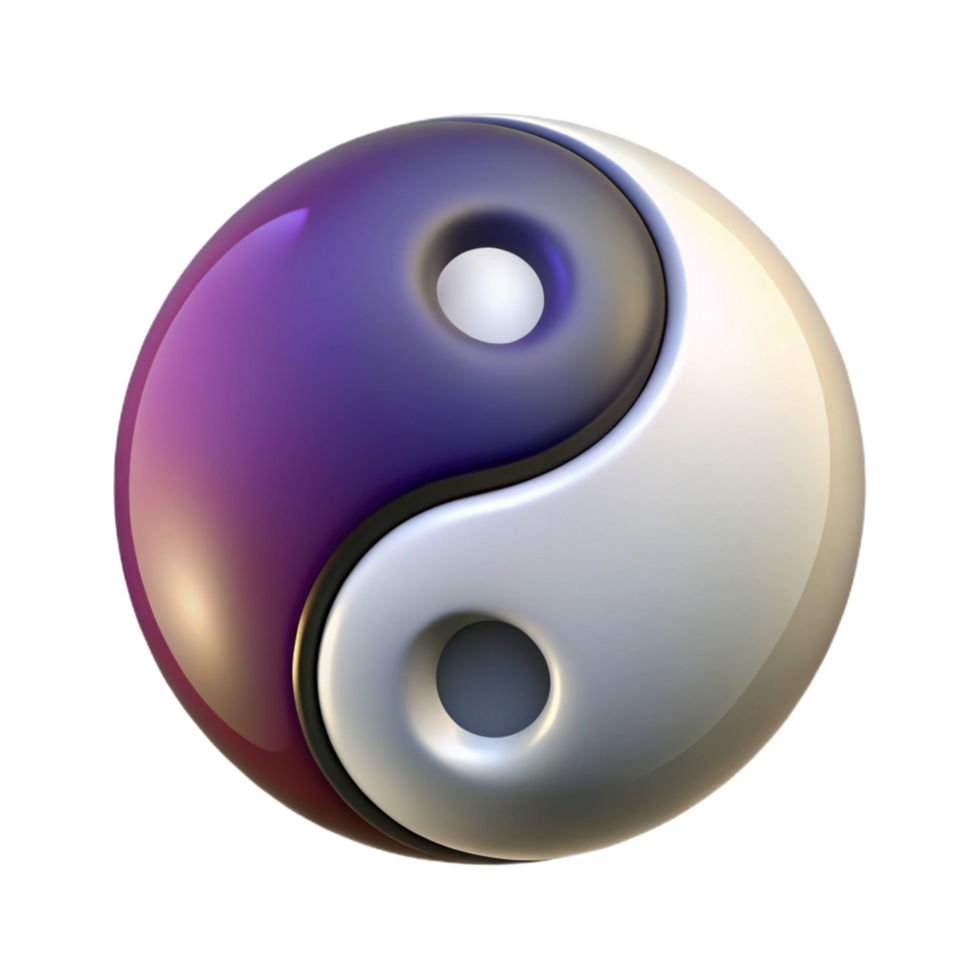 radiant inspired Yin Yang Symbol, Taoist philosophy, balance and harmony, with Transparent Background png