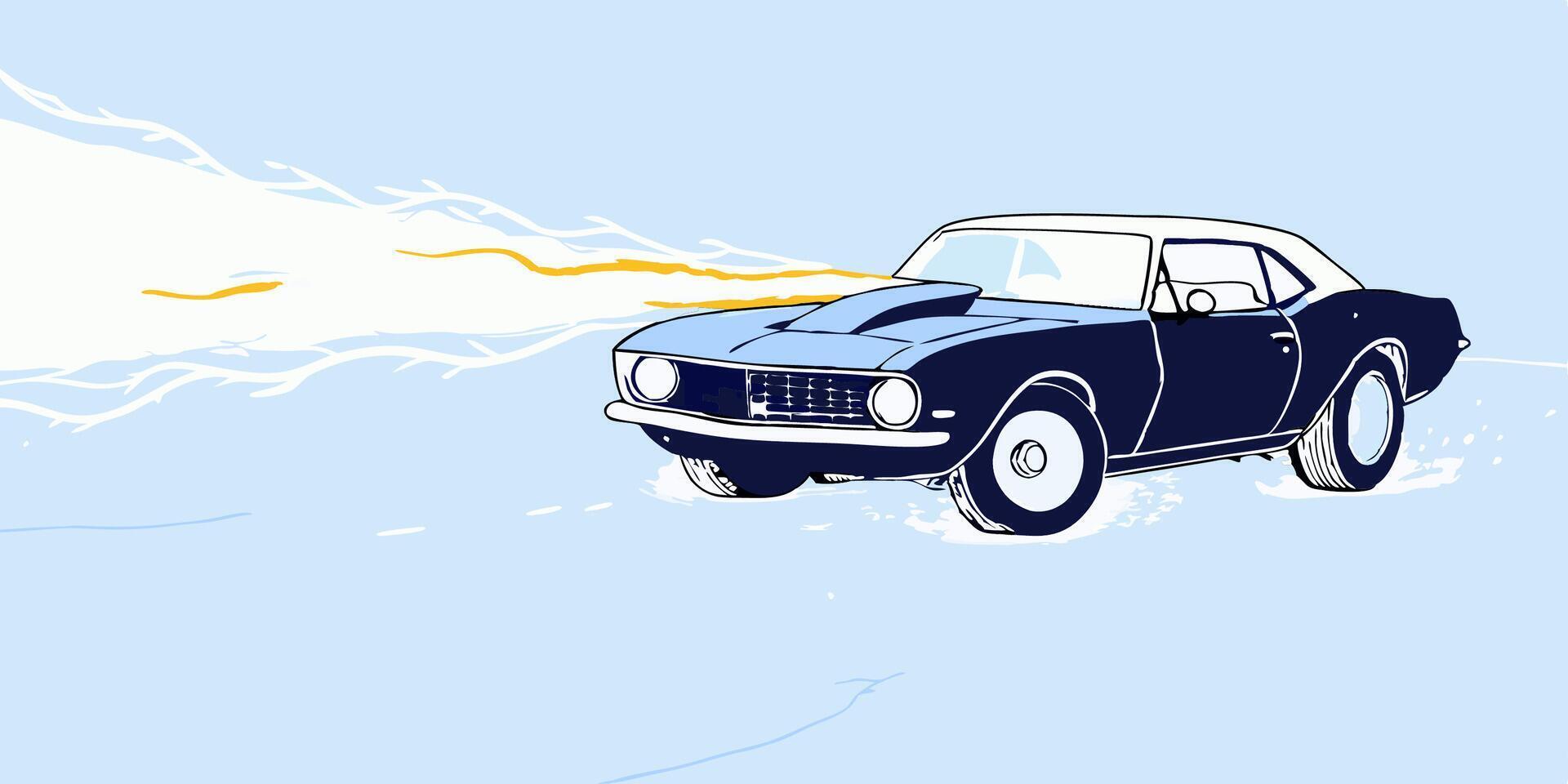 Fast Classic Muscle Car Illustration vector