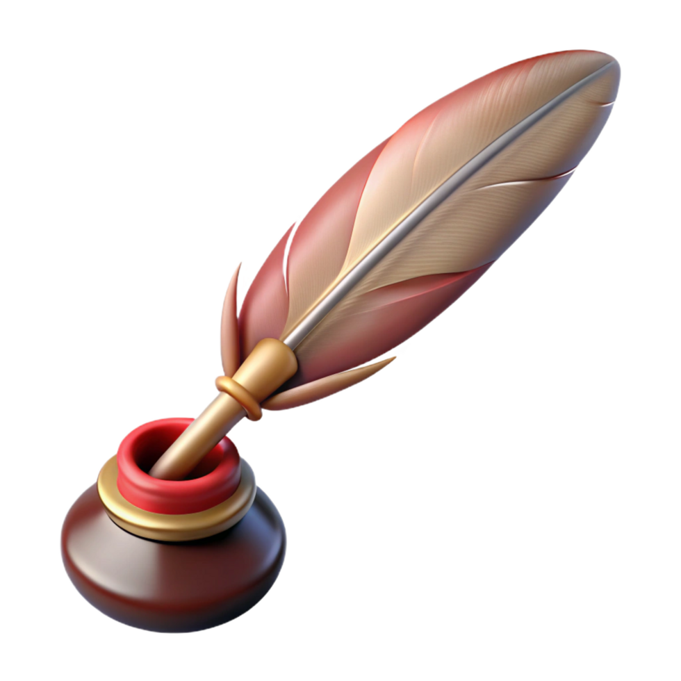 rare coastal Hyper-specific, professional render of a single, antique quill pen, intricate nib, isolated cutout with Transparent Background elite png