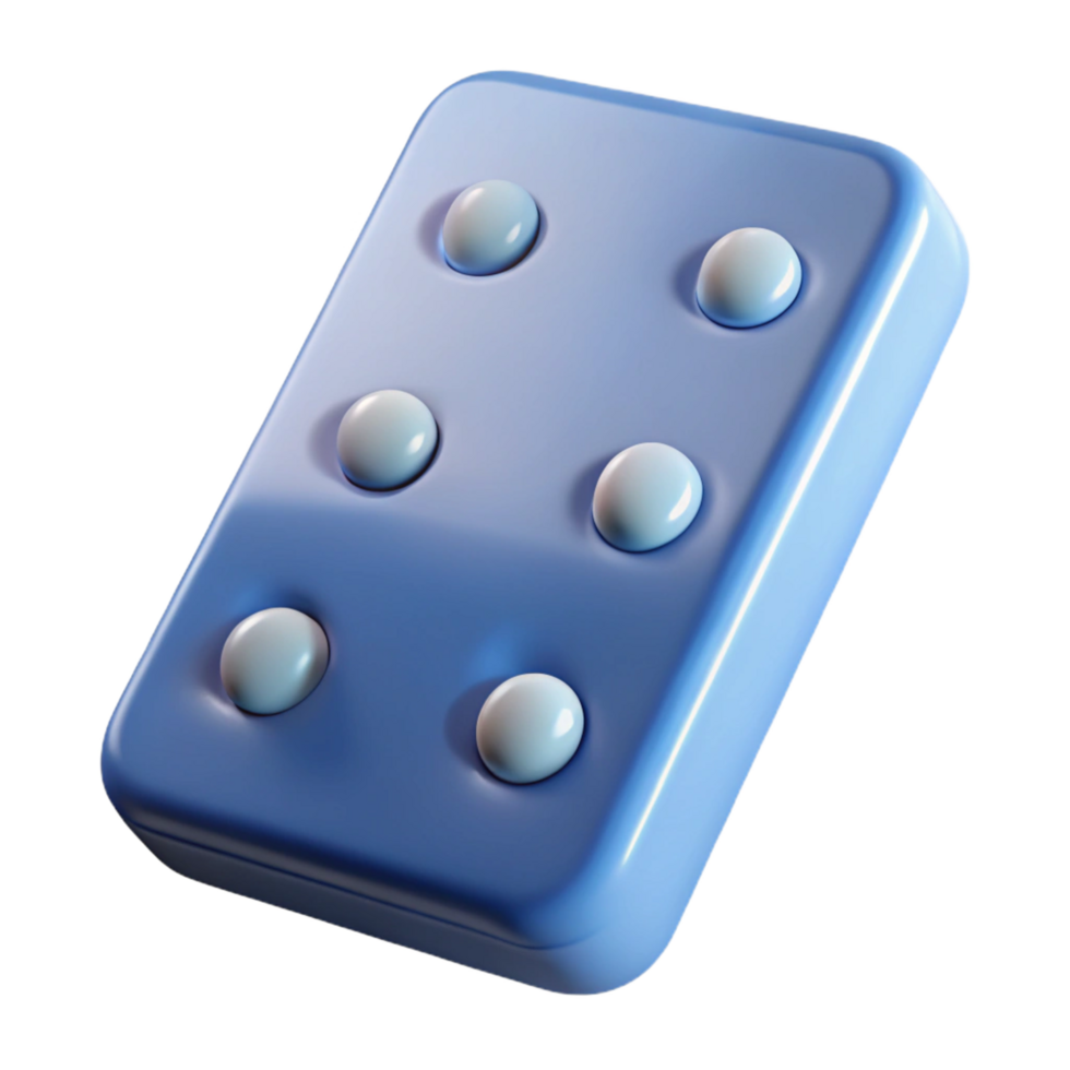 pristine dramatic vintage Professional render of a single domino tile double six, hyper-specific, isolated cutout with Transparent Background precision png