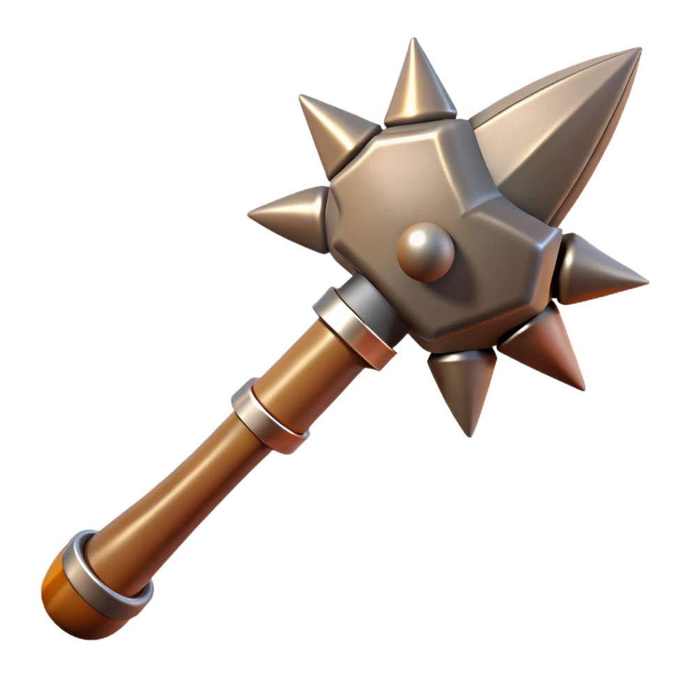 stunning classic Ultra-detailed, photorealistic isolated cutout of a tribal war club with a spiked head with Transparent Background expertly shot png