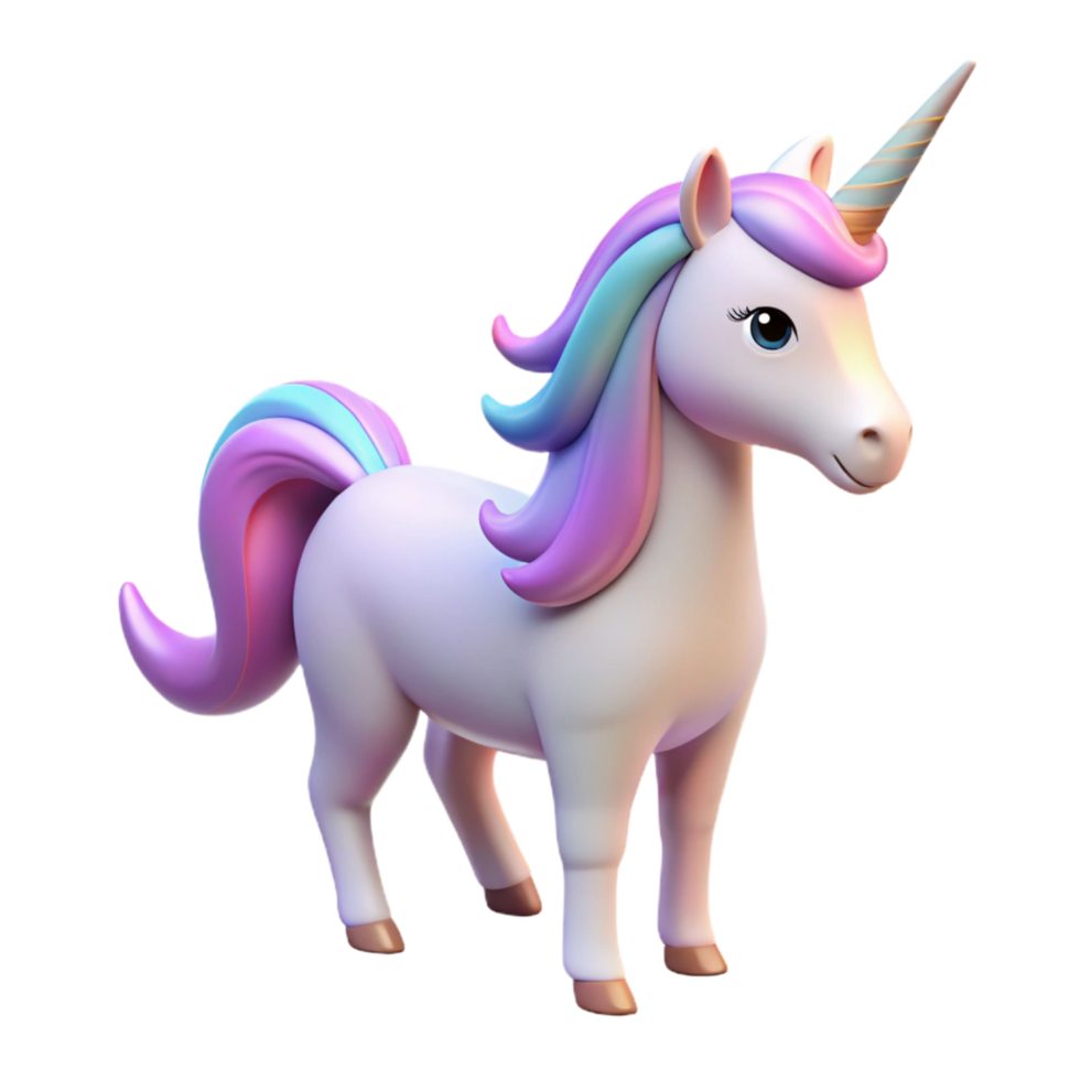wonderful passionate mid-century Unicorn, mythical creature, single horn, with Transparent Background original png