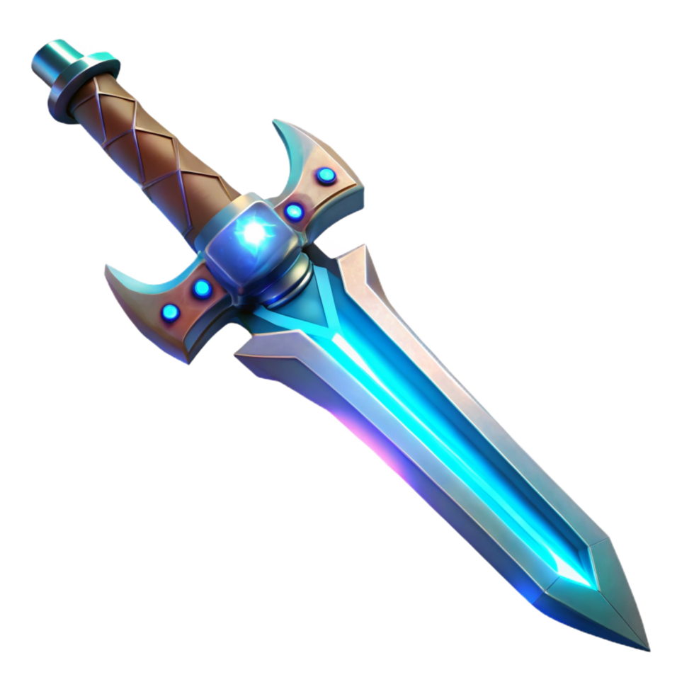 wonderful inspired Cyberpunk sword with glowing energy blade and intricate hilt with Transparent Background png