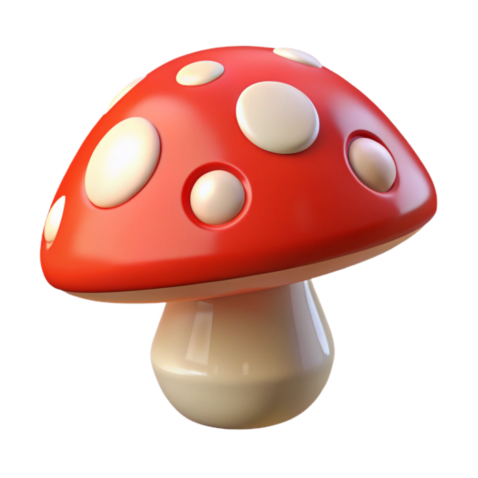 pristine timeless Mushroom with red cap and white spots with Transparent Background png