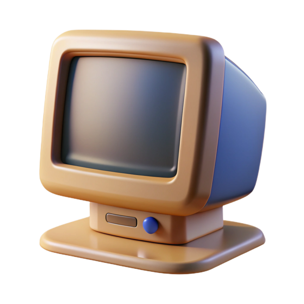 mesmerizing melancholic rustic Photorealistic, isolated cutout of a single vintage computer monitor, hyper-specific CRT screen curvature, ultra-detailed with Transparent Background high quality png