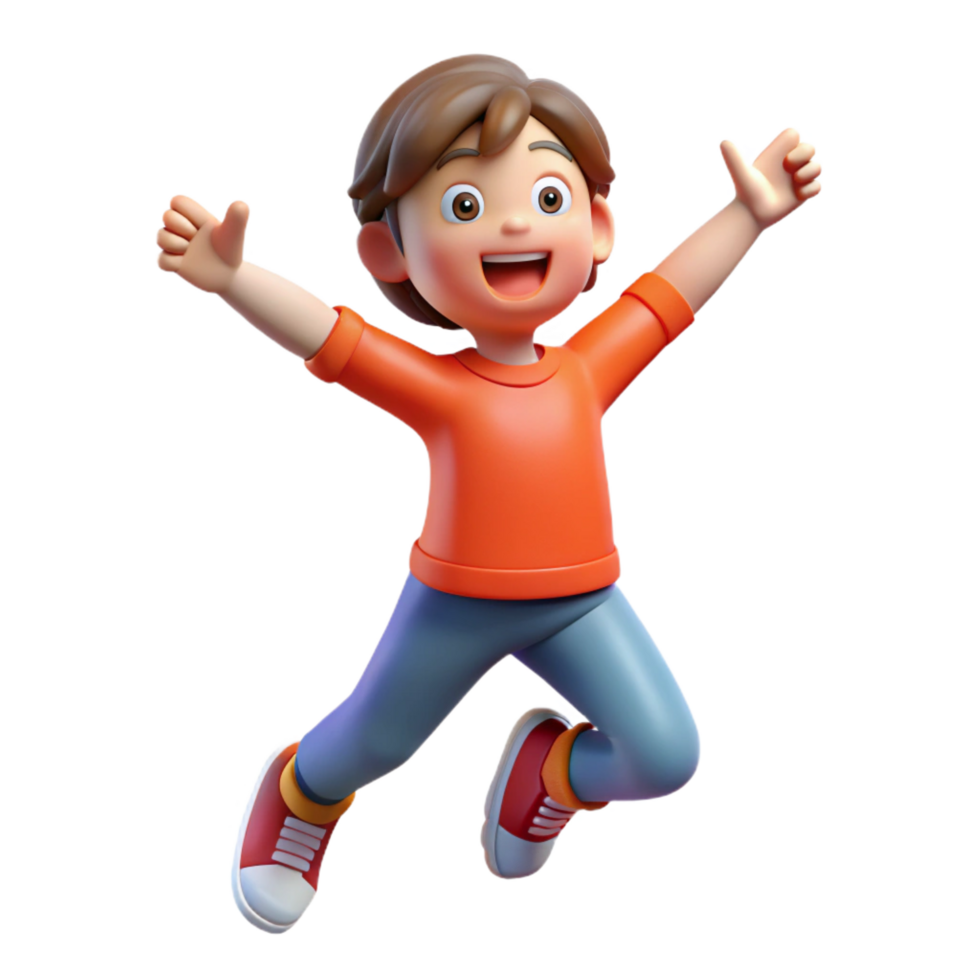 wonderful ethereal minimalist Excited child, jumping, smiling, with Transparent Background perfect clarity png