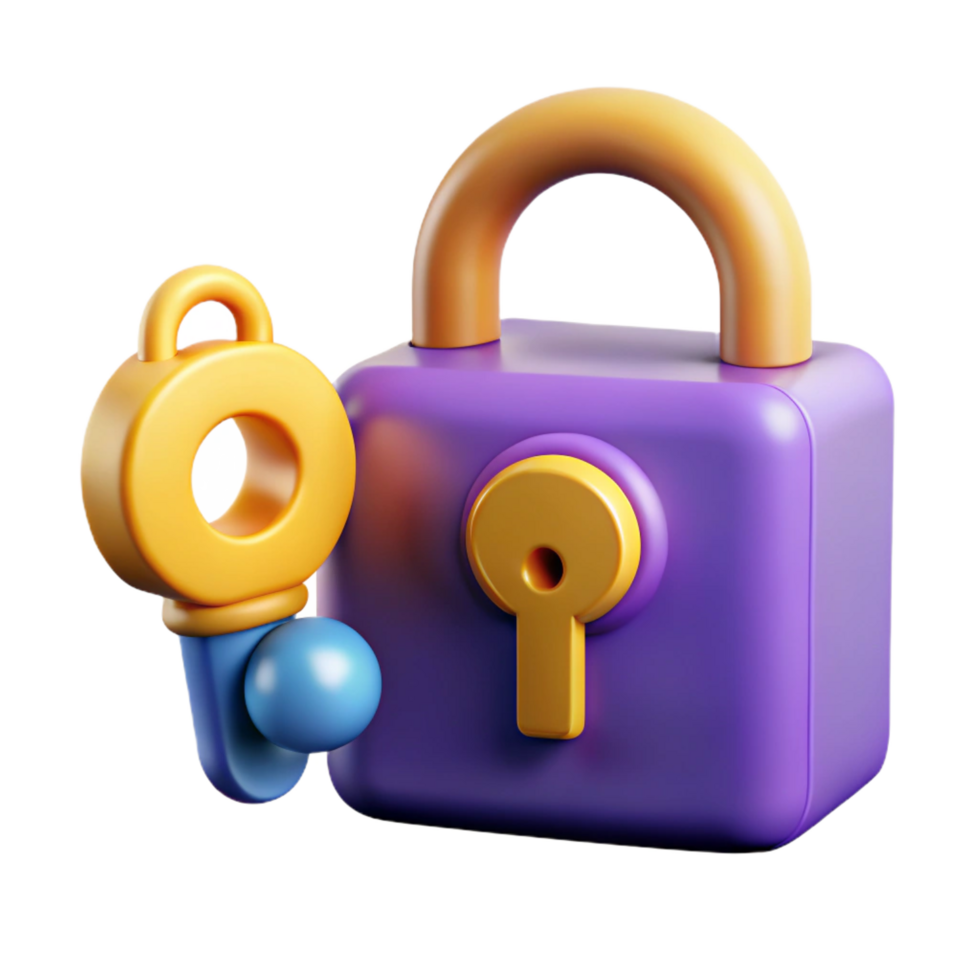 playful elegant A stylized lock and key, abstract and symbolic with Transparent Background original png