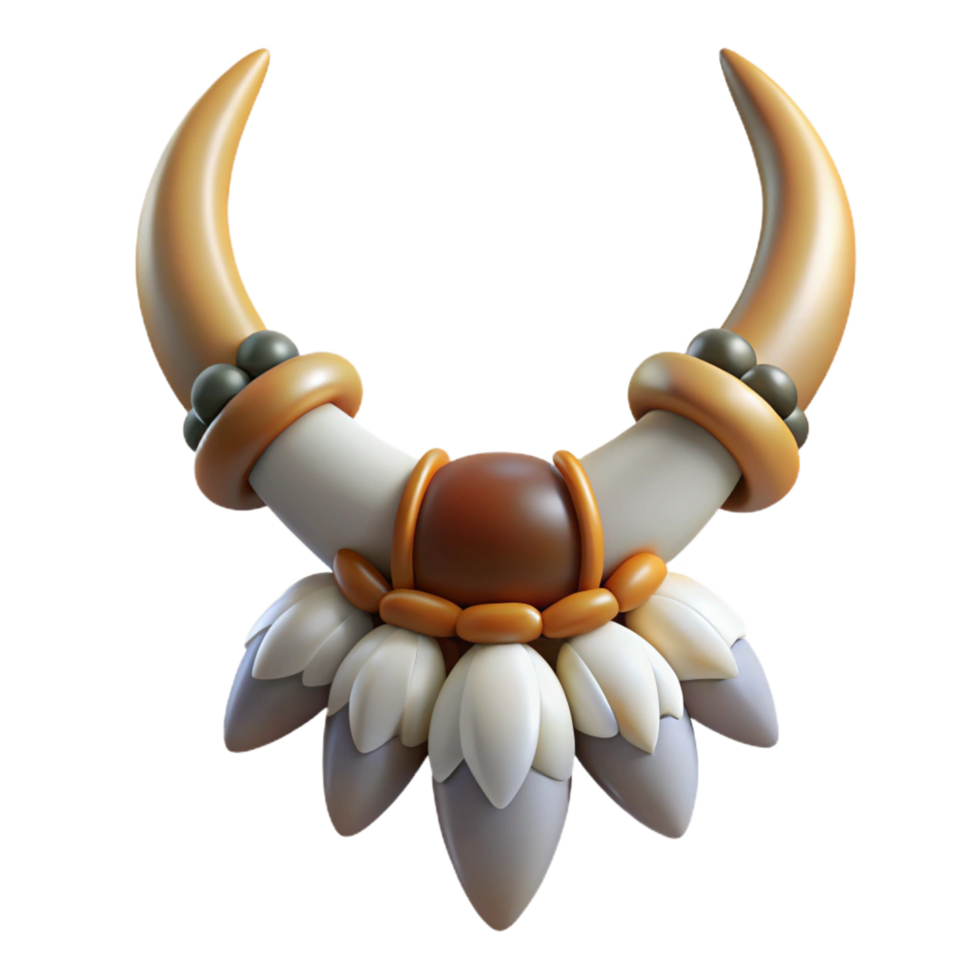 serene industrial Concept art style, isolated cutout of a tribal chieftain's necklace made of animal teeth and claws with Transparent Background detailed png