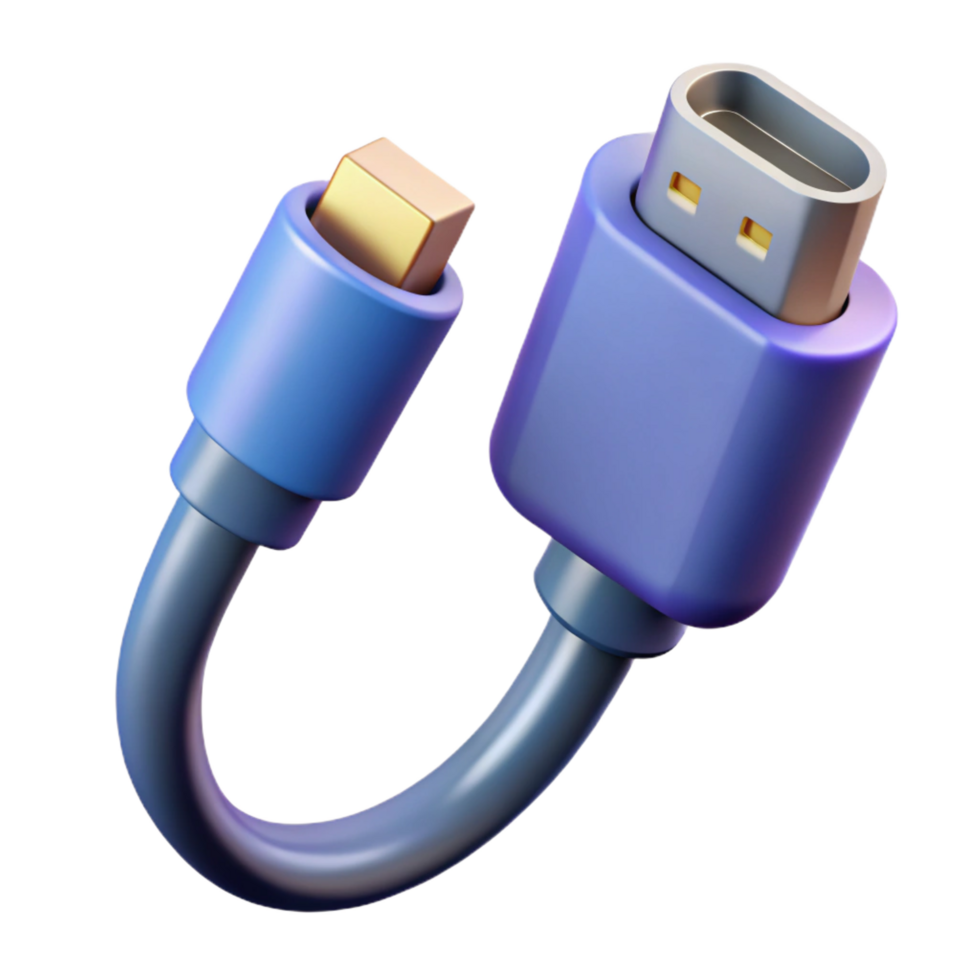passionate stunning Data cable with USB-C connector with Transparent Background sharp png