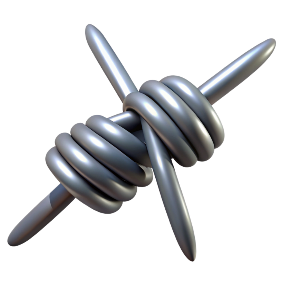 romantic wonderful Photorealistic, isolated cutout of a single, piece of barbed wire with Transparent Background high quality png