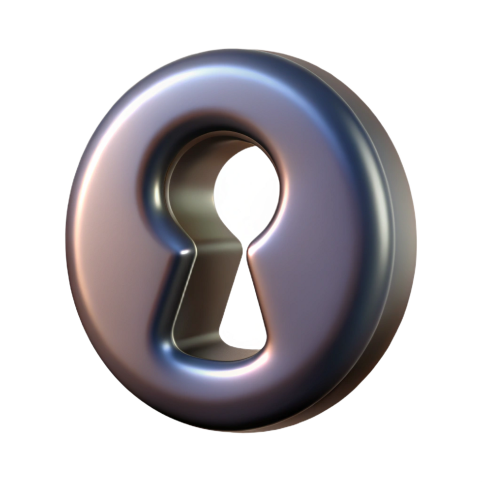 serene retro Photorealistic, hyper-specific professional render of a single antique keyhole, isolated cutout with Transparent Background 4K png