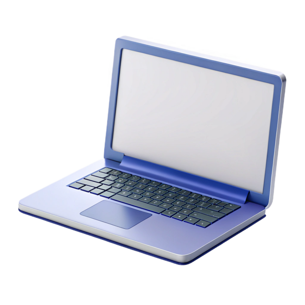 unparalleled surreal Laptop with blank white screen with Transparent Background masterfully captured png