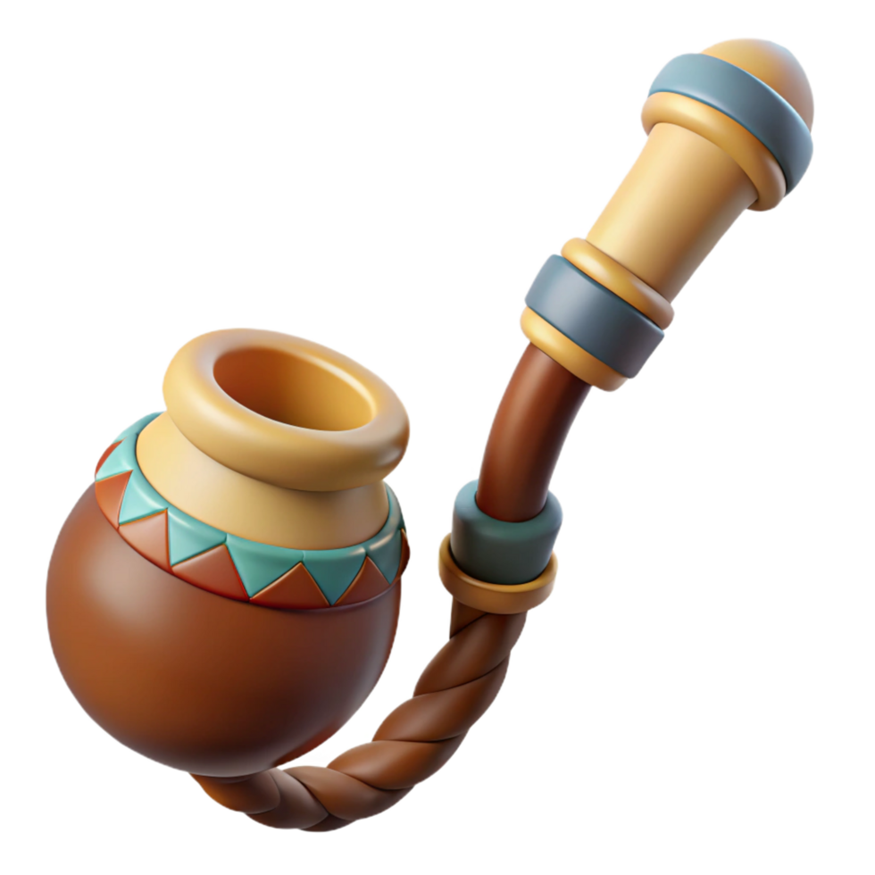 unparalleled traditional Concept art style, isolated cutout of a tribal elder's intricately beaded ceremonial pipe with Transparent Background refined png