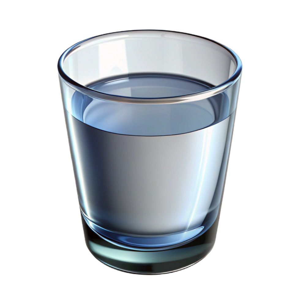 wonderful distinguished Ultra-detailed, professional render of a single glass of water with realistic reflections and refractions Isolated cutout with Transparent Background png