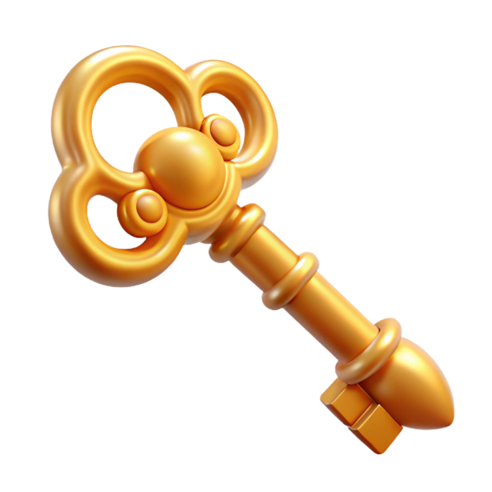 peaceful striking A single, ornate key, suitable for a magical lock with Transparent Background elite png