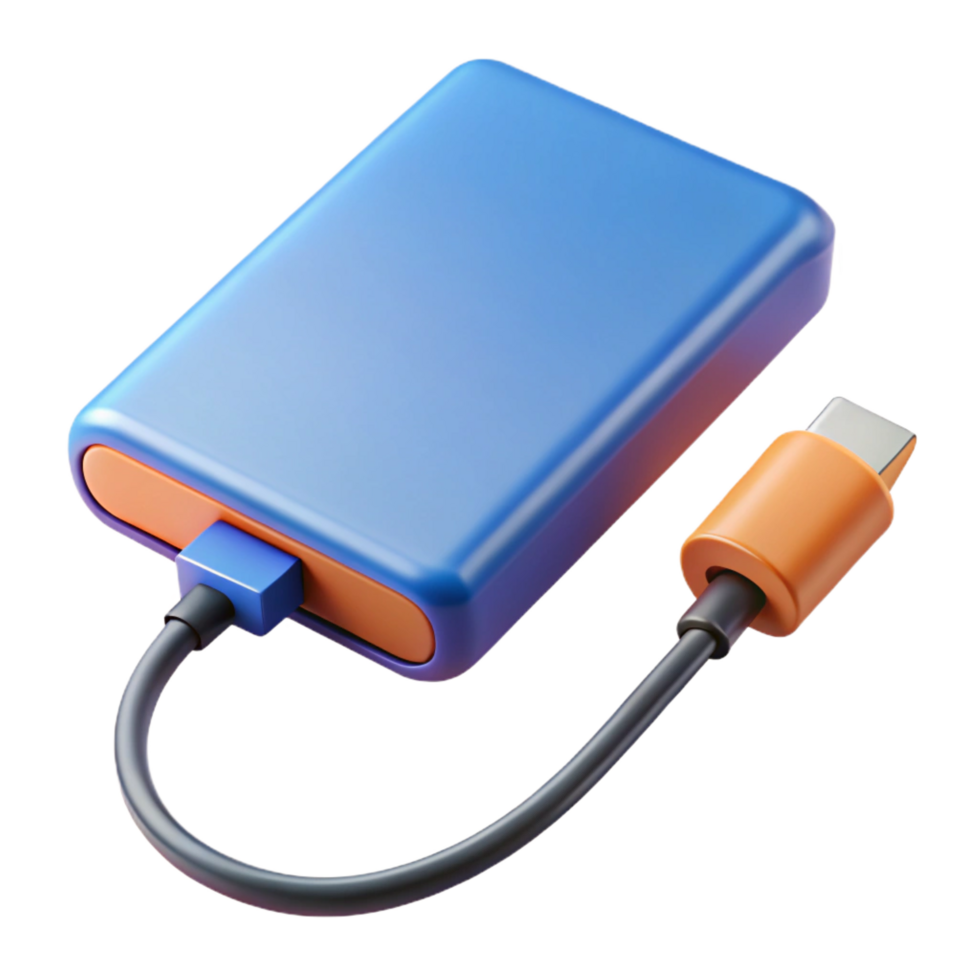 striking creative External hard drive with USB cable with Transparent Background ultra HD png