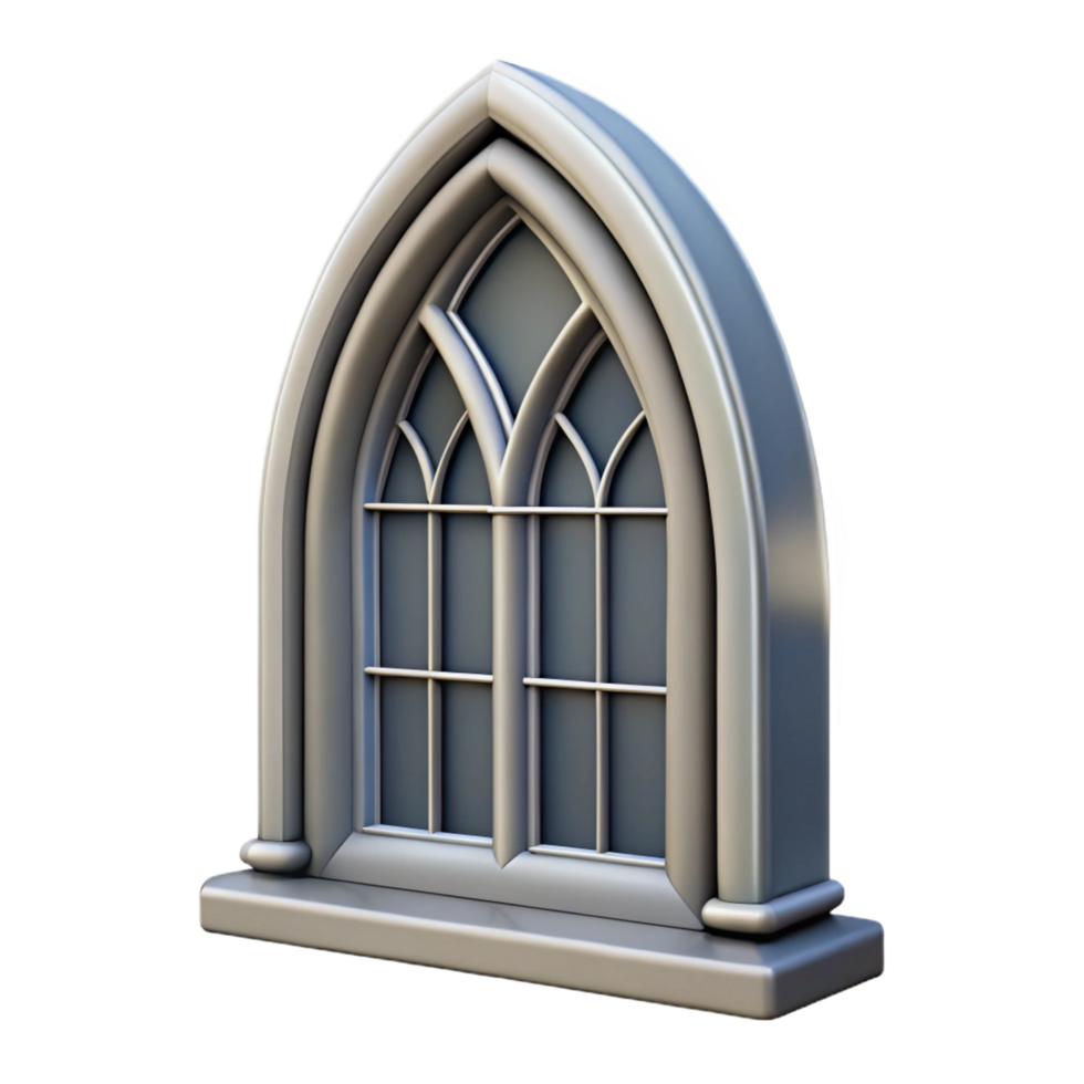 sumptuous passionate vintage Photorealistic, ultra-detailed, isolated cutout of a single, arched gothic window frame, stone with Transparent Background top-tier png