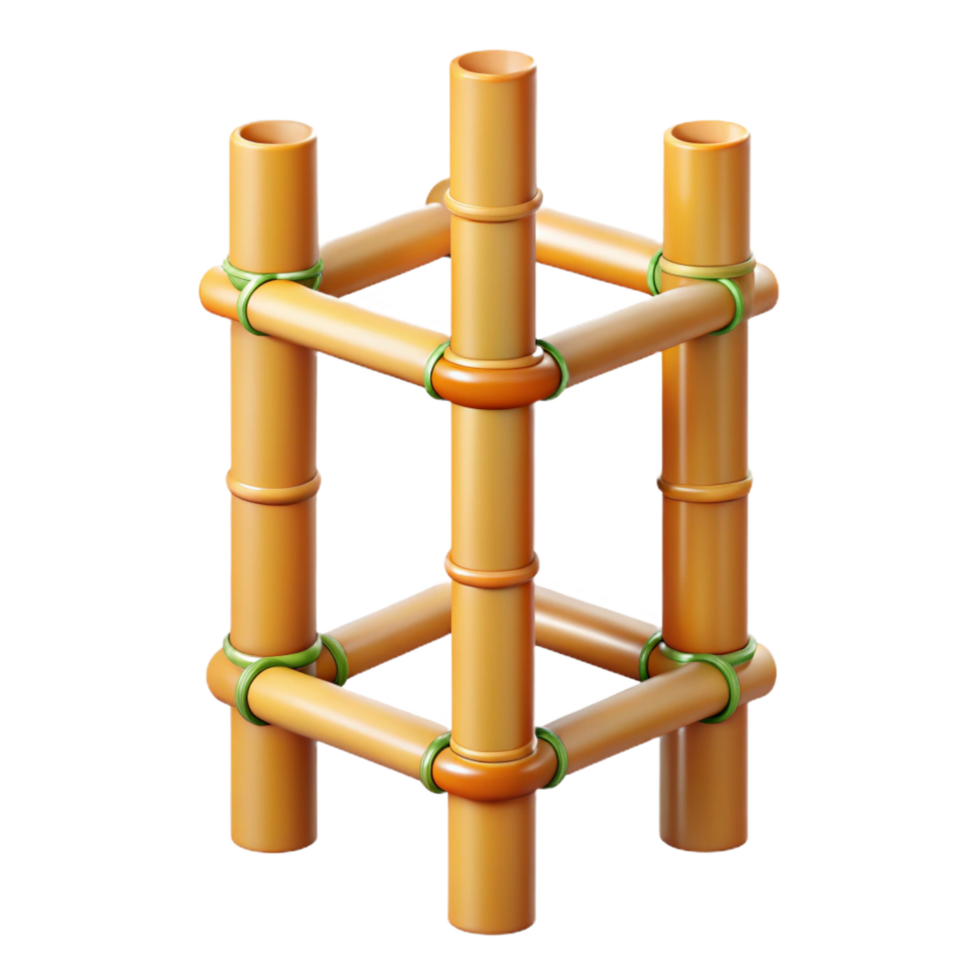 radiant celebrated Ultra-detailed, photorealistic, isolated cutout of a single, bamboo scaffolding pole Hyper-specific texture and color with Transparent Background png
