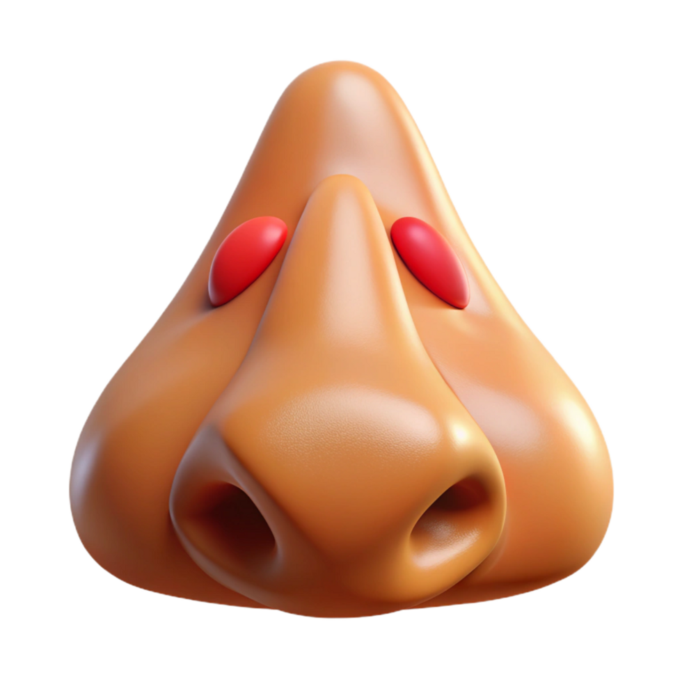 vibrant art deco Photorealistic isolated cutout of a human nose with realistic details and pores with Transparent Background authentic png