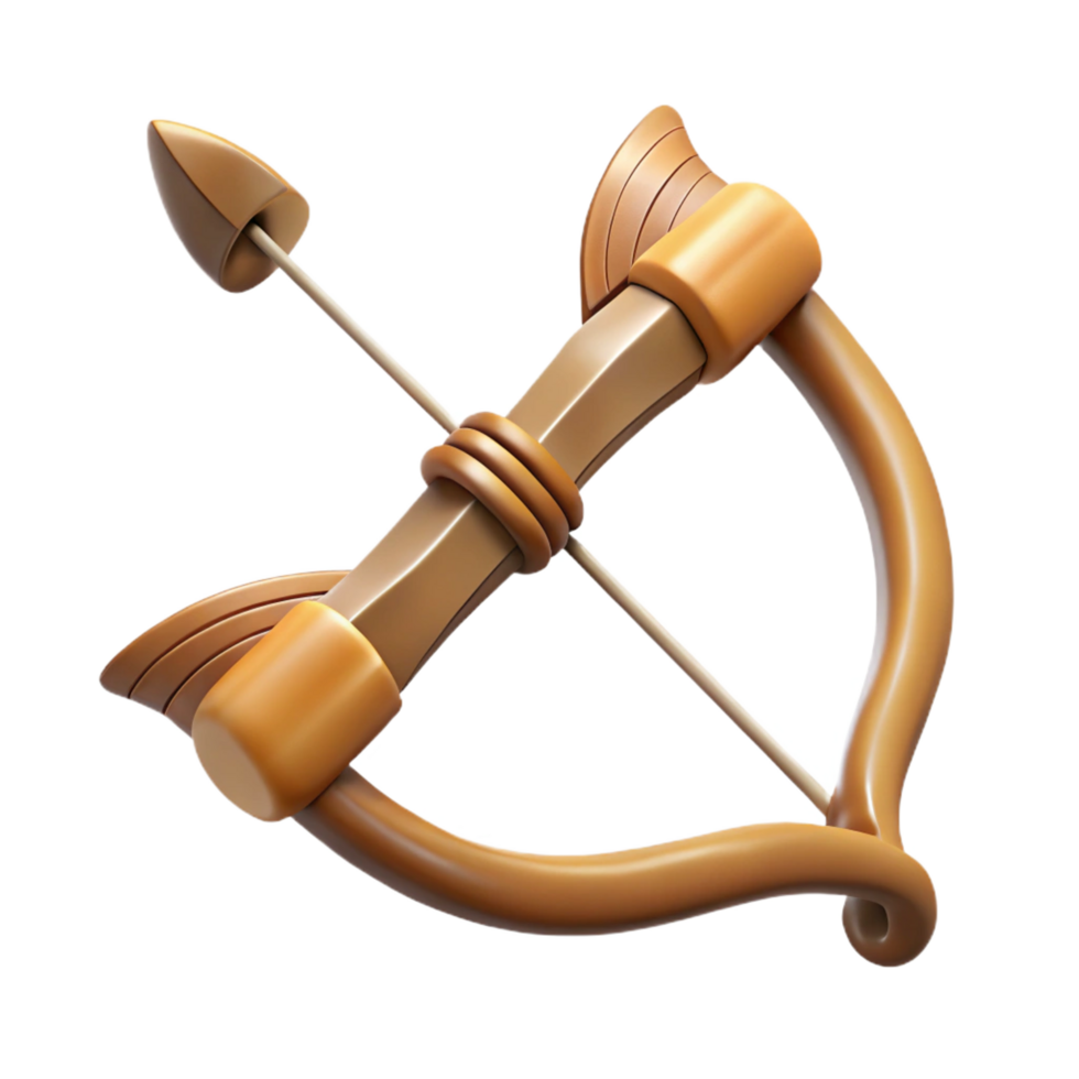 playful majestic Concept art style, isolated cutout of a tribal hunting bow made from polished wood and animal sinew with Transparent Background 8K png