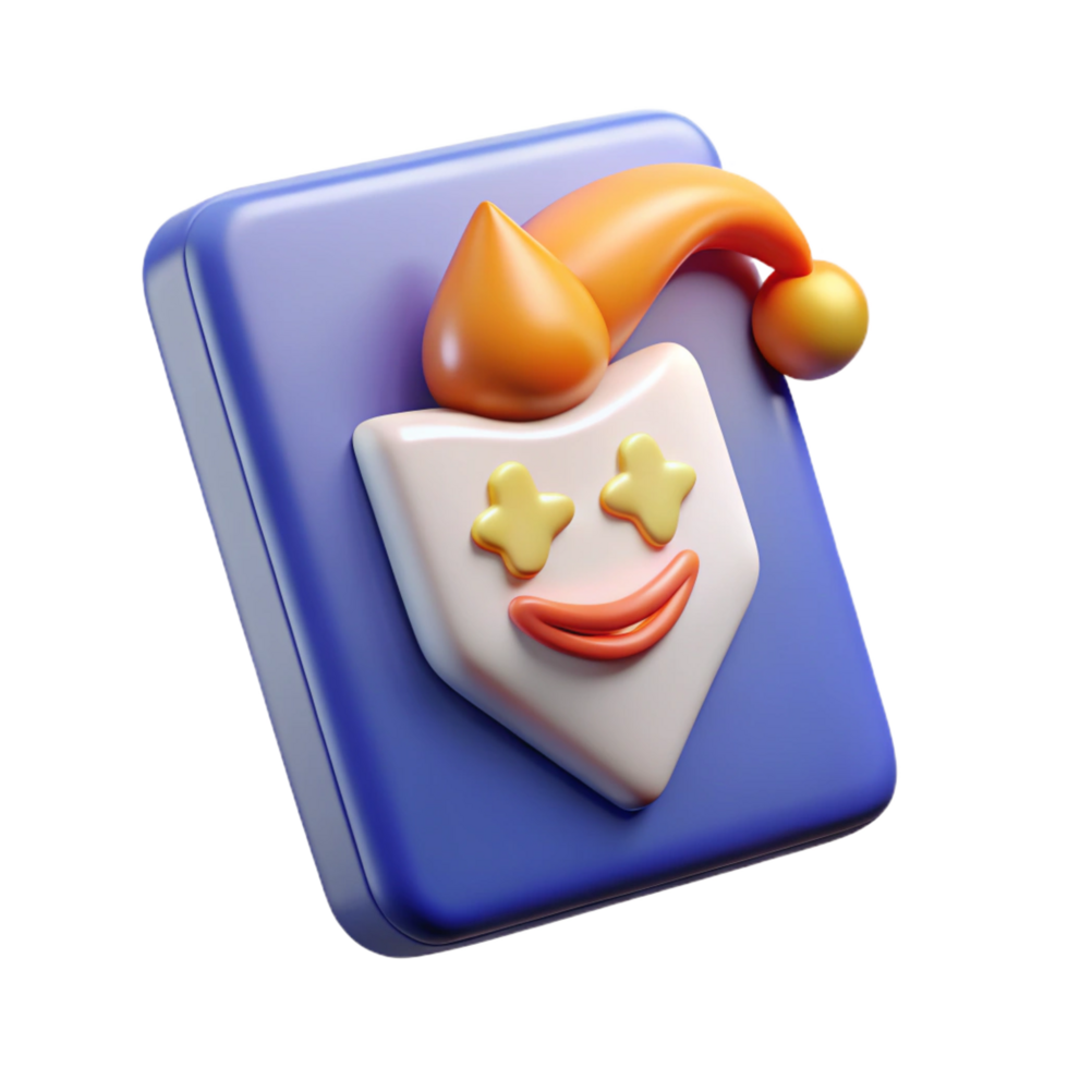 splendid signature A single, stylized playing card, the Joker with Transparent Background png