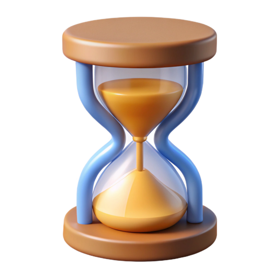 whimsical breathtaking A single, stylized hourglass, with sand flowing through it with Transparent Background 4K png
