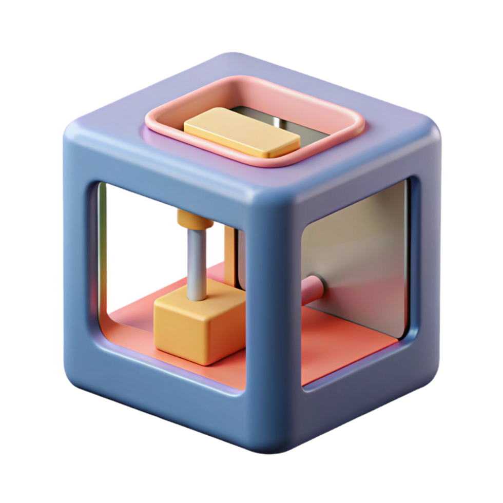 wonderful coastal D printer printing a small object with Transparent Background fine detail png