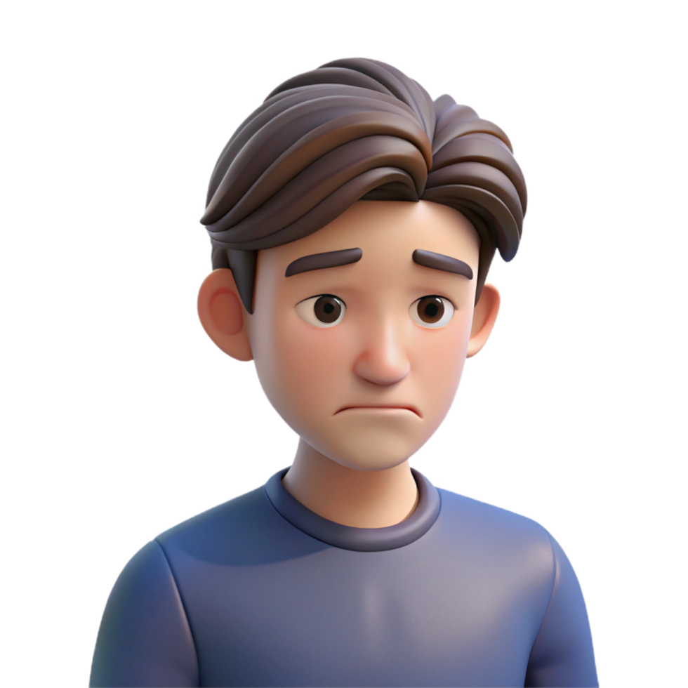 notable industrial Sad young man, looking down, with Transparent Background flawless png
