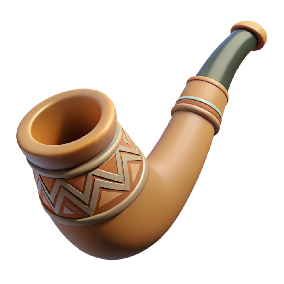 unforgettable traditional Hyper-specific, professional render of a tribal ceremonial pipe carved from soapstone Isolated cutout with Transparent Background premium png